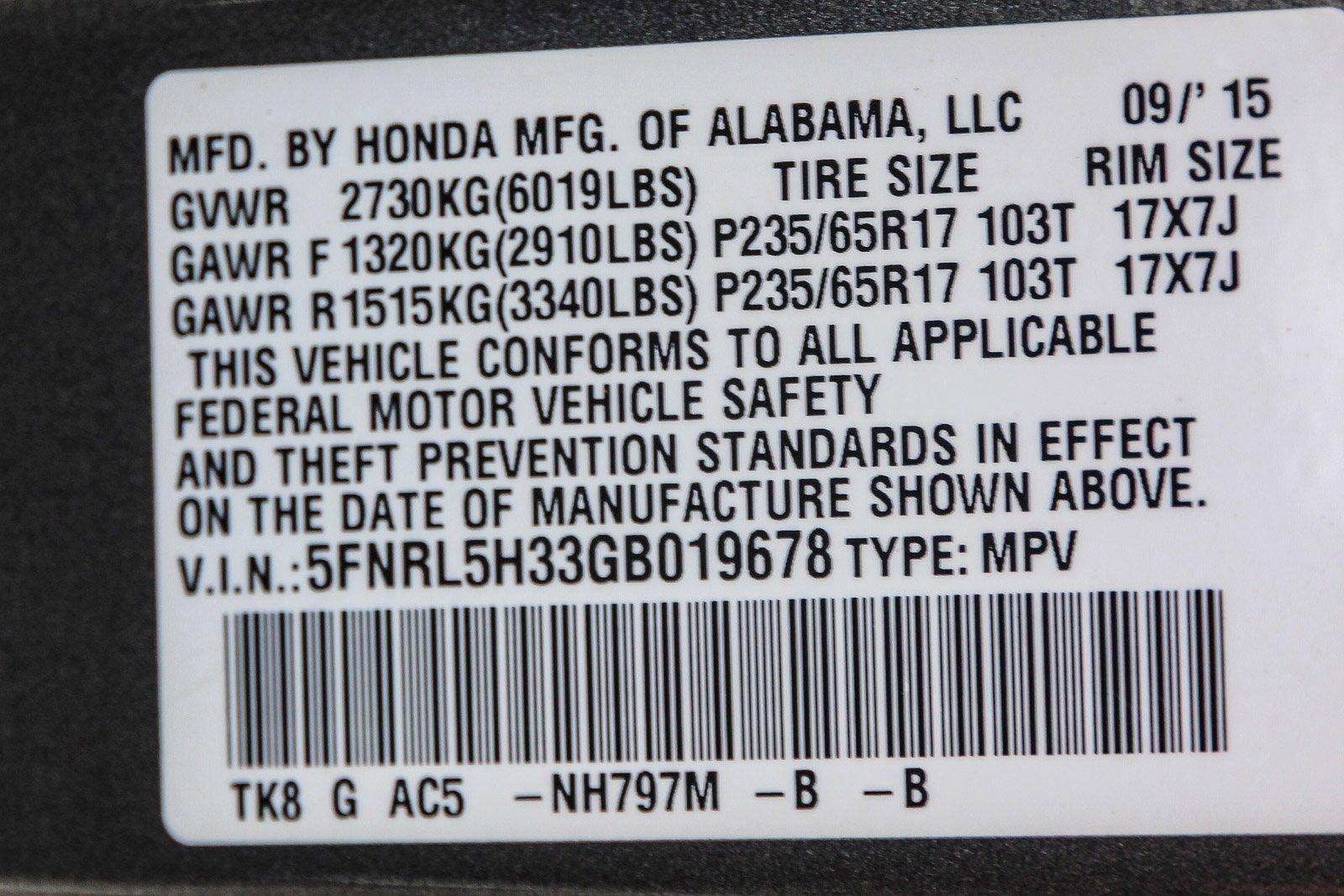 2016 Honda Odyssey SE